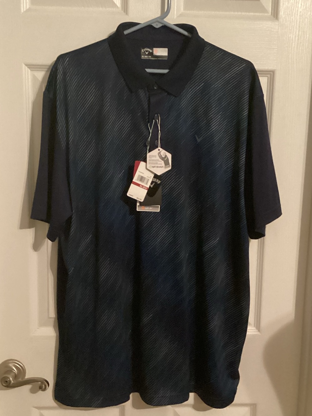 NWT Callaway Men's Dark Navy Diagonal Stripe Polo